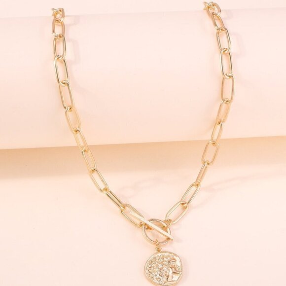 Yellow Gold Women's Round Charm Necklace - Picture 4 of 6